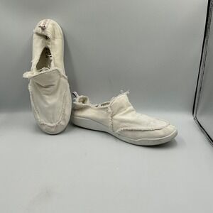Vionic Beach Malibu White Canvas Slip On Loafer Sneakers Shoes Women US Size 11